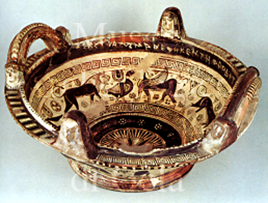 British Museum: Coppa chiota detta di Afrodite per la presenza delliscrizione dedicatoria incisa, da Naucratis