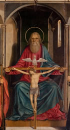 21 - Marco Costanzo (Siracusa, seconda metà sec XV) La Trinità fra i santi Giacomo e Stefano